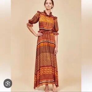 HUNTER BELL Tuckernuck Beckett Maxi Dress Women’s Size 2 Boho Puffy Sleeves